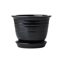 ELLA Pot with tray, drain hole M, Black