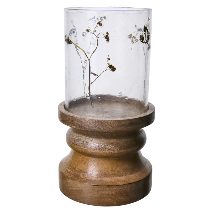 LEAF Candle holder, Clear/brown