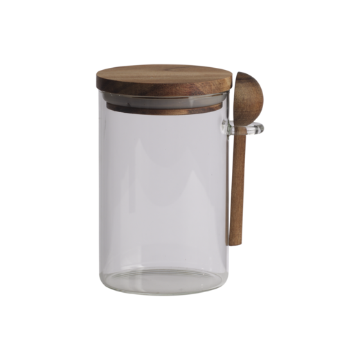 KALLE Jar with lid, Clear/brown