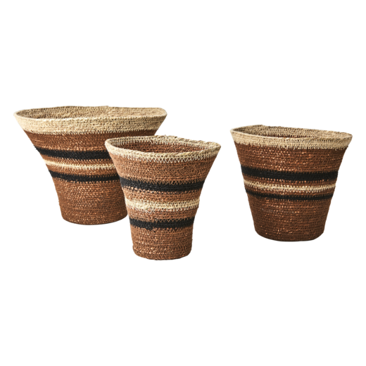 MADIBA Basket, set of 3, Brown/beige/black