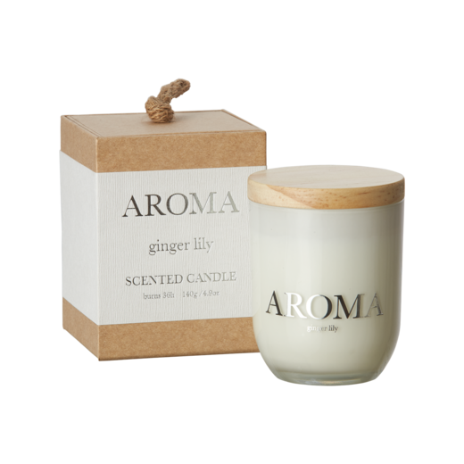 AROMA Scented candle S Ginger & lily, Brown/white