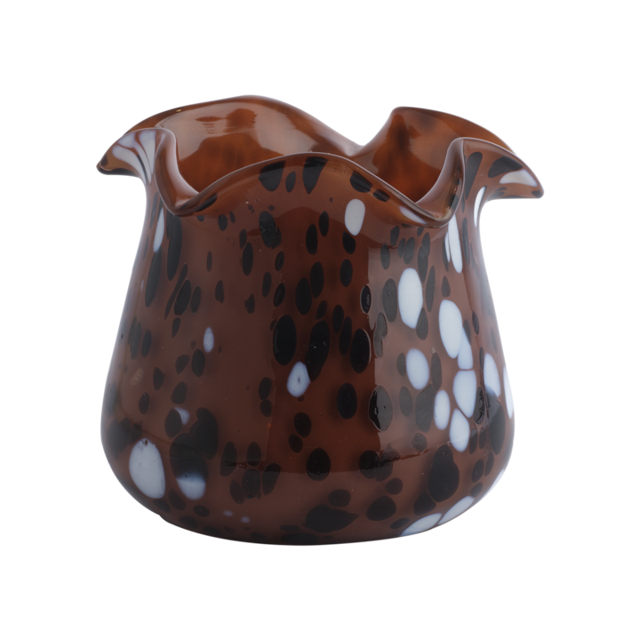 WAVE Tea light holder, Orange/brown