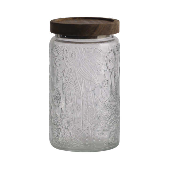 KALLE Jar with lid, Clear/brown