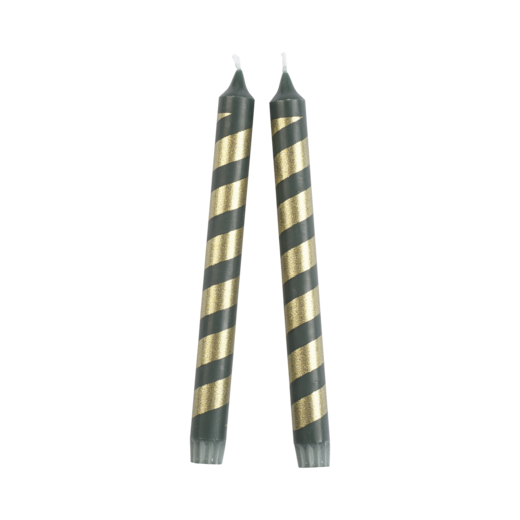COLOURED TAPER Candle, 2-pack, Green/gold