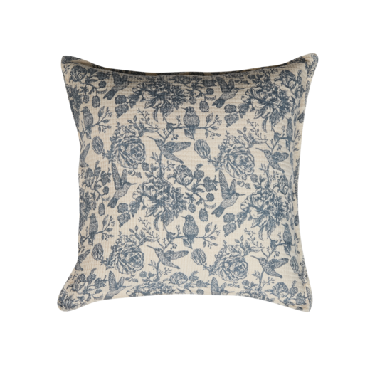 AGNES Funda cojín, Blanco crudo/azul