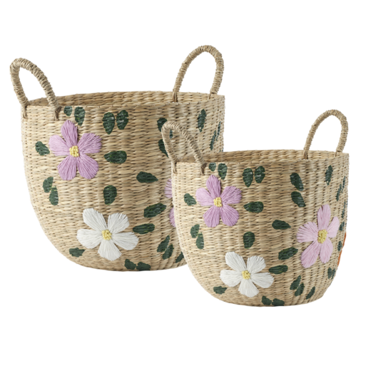 COLLECT Basket, set of 2, Natural/multi colour