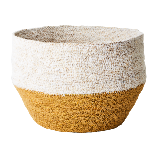 MADIBA Basket, Mustard/white