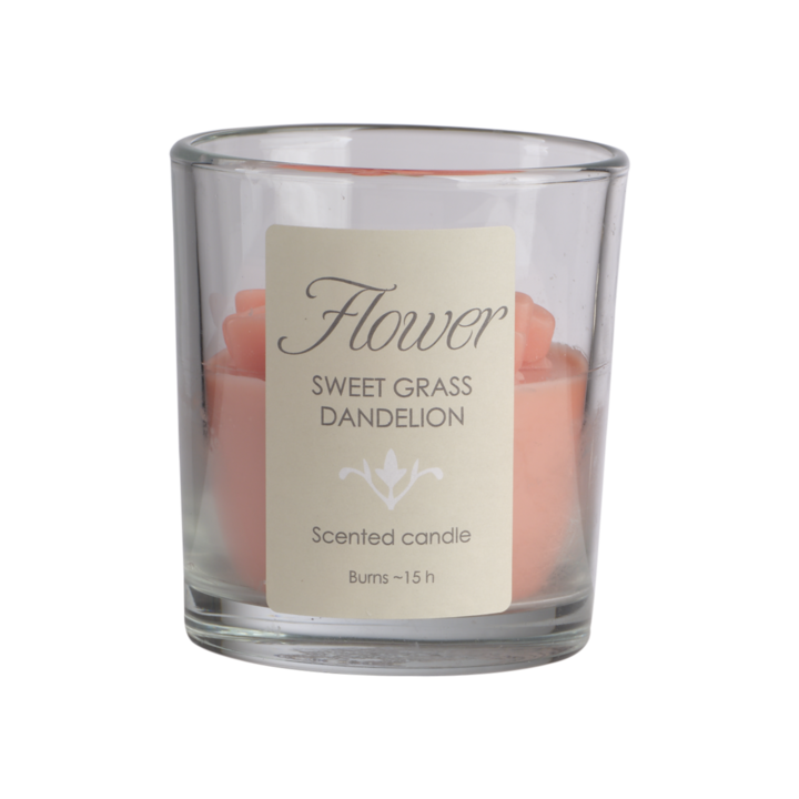 FLOWER Scented candle Sweet grass & dandelion, Clear/pink