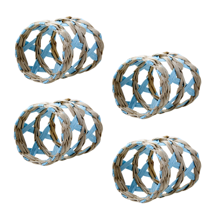 JILL Napkin ring, set of 4, Clear/light blue/natural