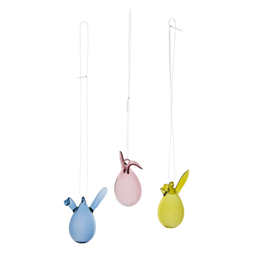 BUNNY Easter decoration, 3-pack, Pink/yellow/blue
