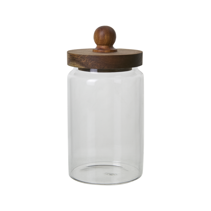 KALLE Jar with lid, Clear/brown