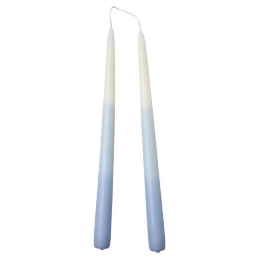 COLOURED TAPER Taper candle, Blue/white