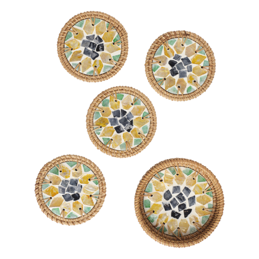 SUNNY Glass coaster, Natural/multi colour