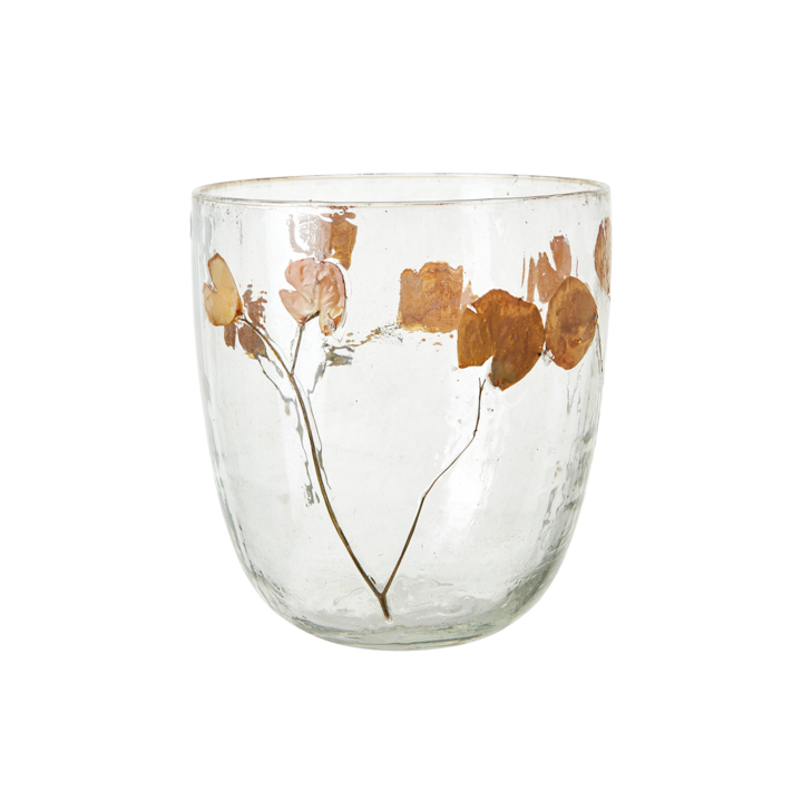 LEAF Tea light holder S, Clear/brown