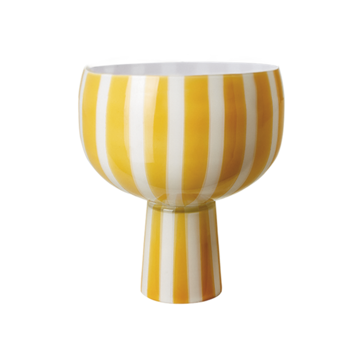 CIRCUS Bowl on foot, Yellow/white