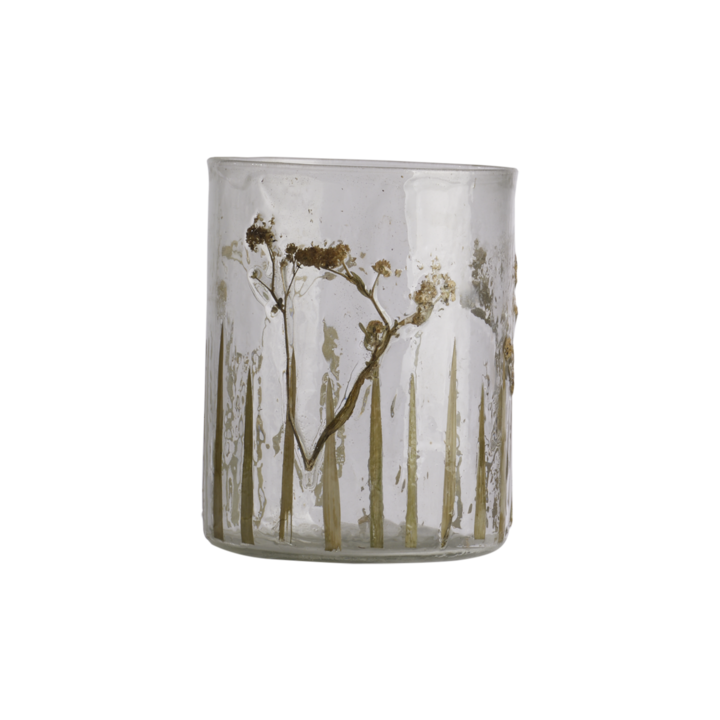 LEAF Tea light holder, Clear/brown
