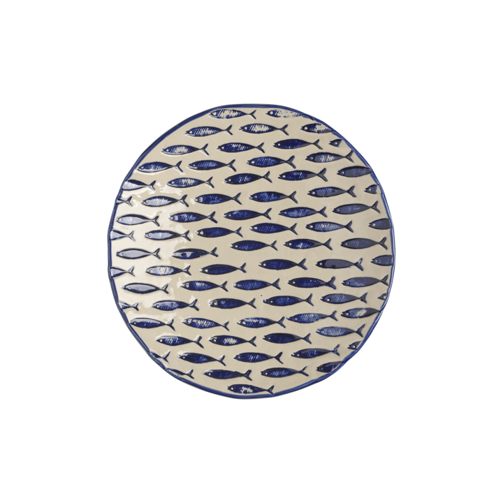 FISH Assiette, Beige/bleu