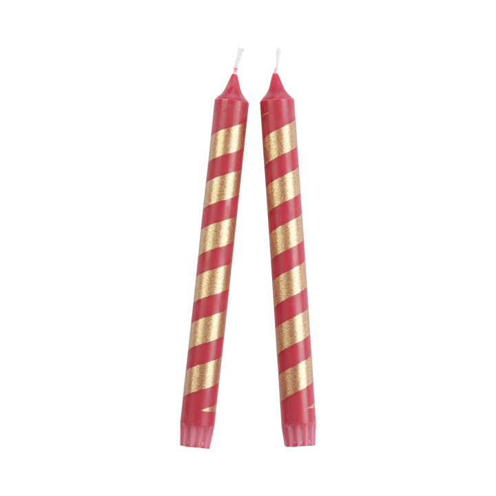 COLOURED TAPER Kerze, 2-Pack, Rot/gold