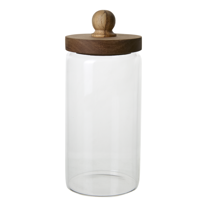 KALLE Jar with lid, Clear/brown