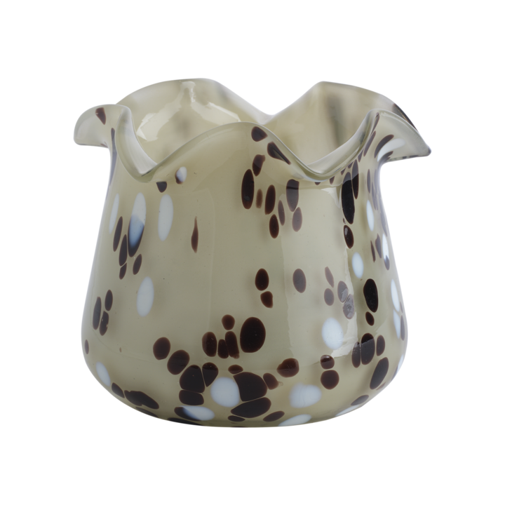 WAVE Tea light holder, Off white/brown