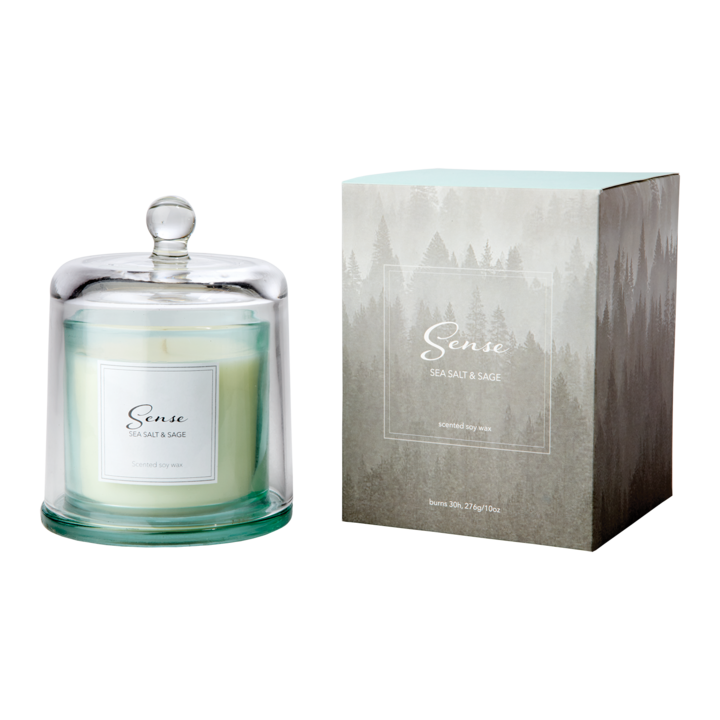 SENSE Scented candle with bell jar Sea salt & sage, Turquoise