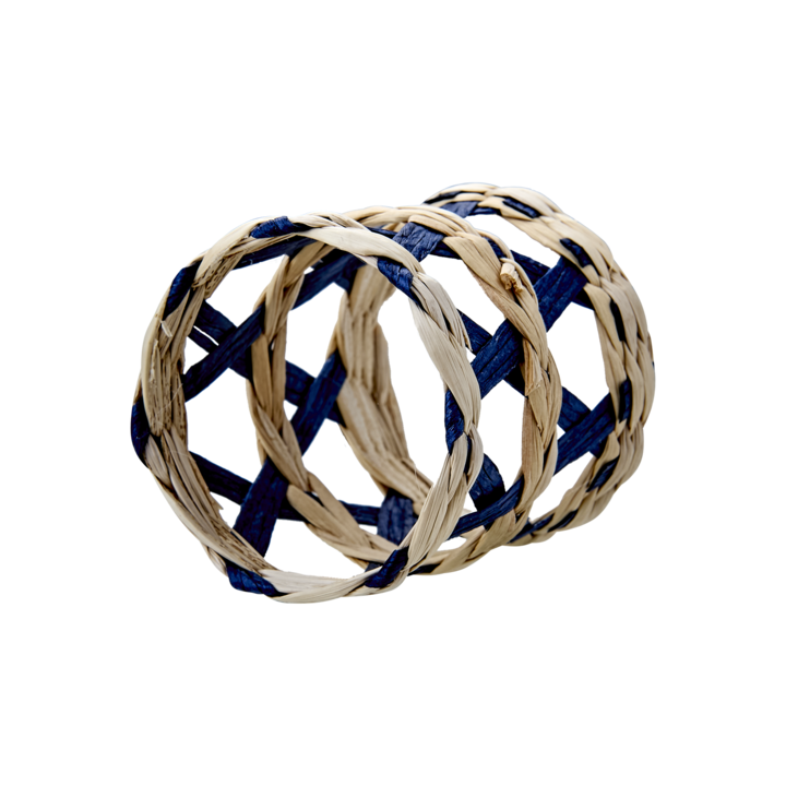 JILL Napkin ring, set of 4, Clear/blue/natural