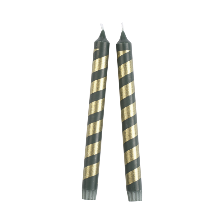 COLOURED TAPER Candle, 2-pack, Green/gold