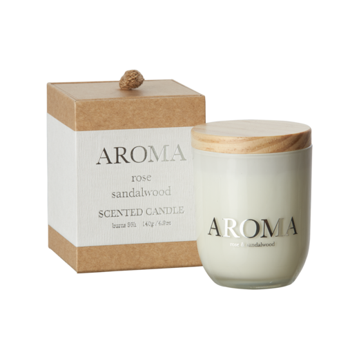 AROMA Scented candle S Rose & sandalwood, Brown/white