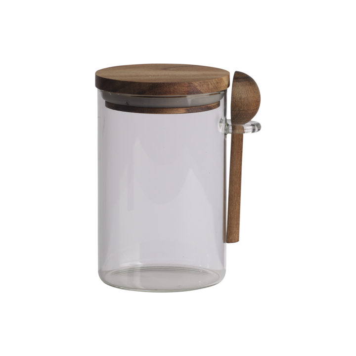 KALLE Jar with lid, Clear/brown