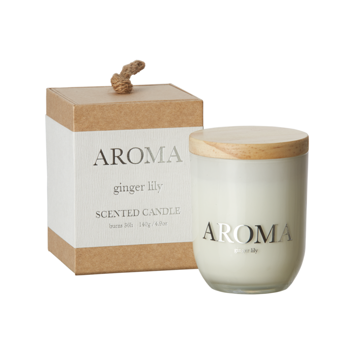 AROMA Bougies parfumées S Ginger & lily, Marron/blanc