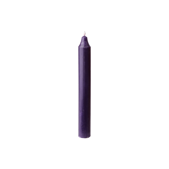 RUSTIC Taper candle, Dark lilac