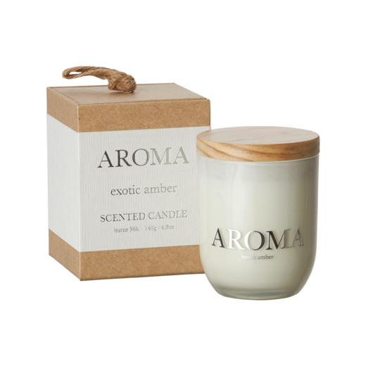 AROMA Scented candle S Exotic amber, Brown/white