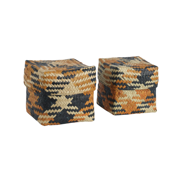 COLLECT Box with lid, set of 2, Natur/braun