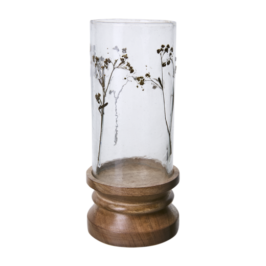 LEAF Candle holder, Clear/brown