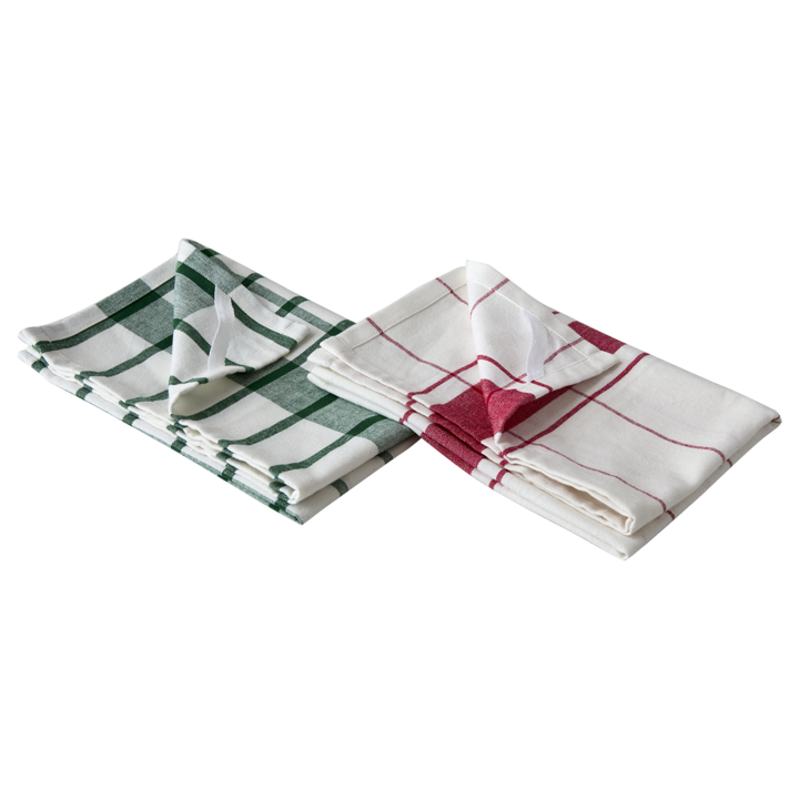 ANDERS Kitchen towel, Natural/green, natural/red