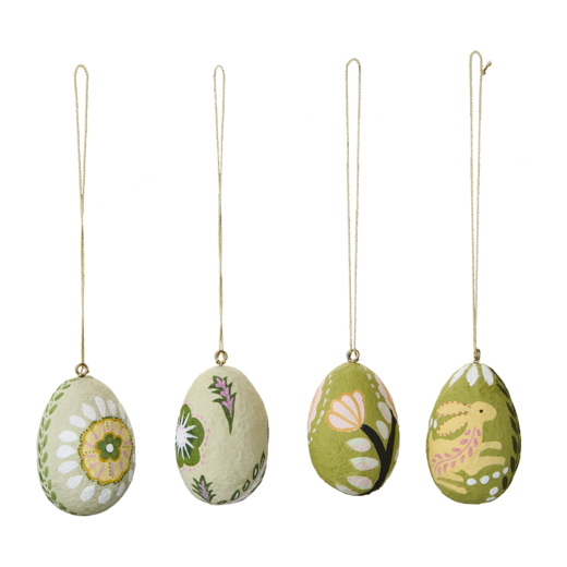 BUNNY Decoration, set of 4, Green/yellow