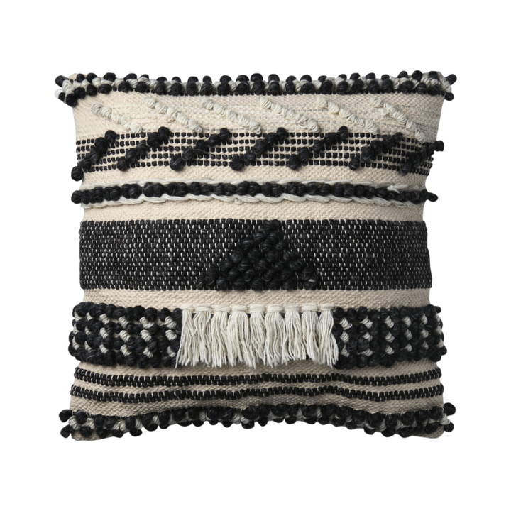 MINNA Funda cojín, Gris oscuro/blanco