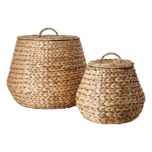 COLLECT Basket with lid, set of 2, Natural