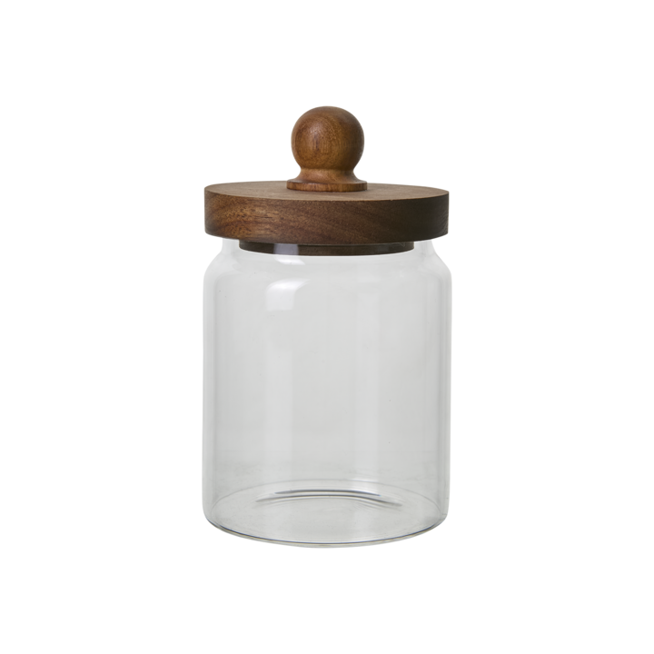 KALLE Jar with lid, Clear/brown