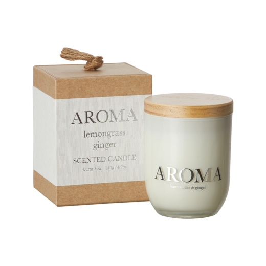 AROMA Scented candle S Lemongrass & ginger, Brown/white