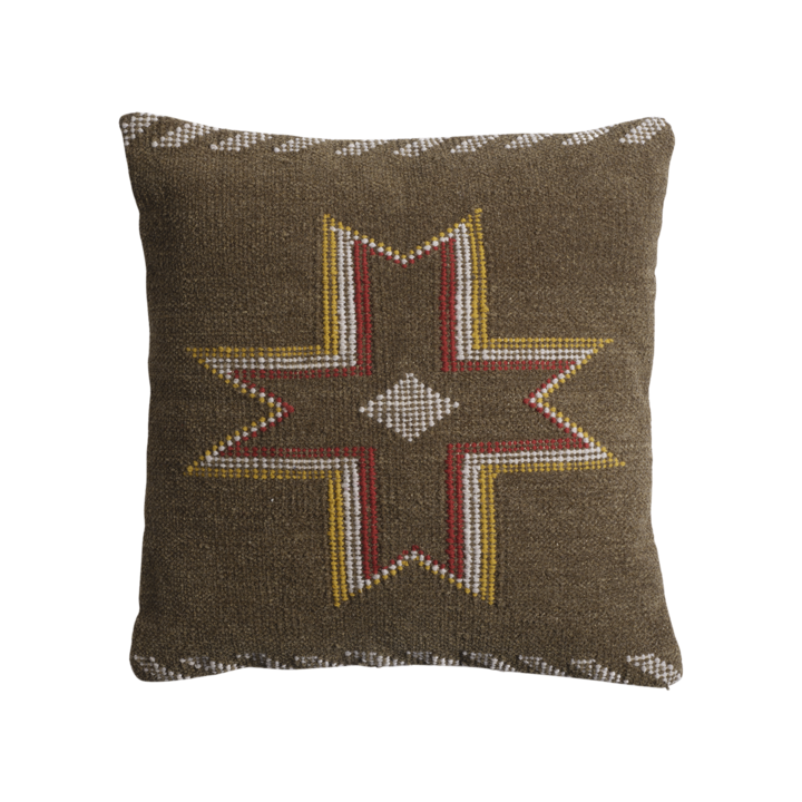 FLORIAN Cushion cover, Green/off white