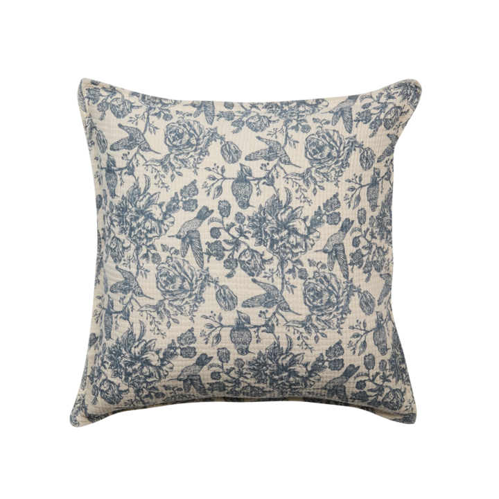 AGNES Cushion cover, Off white/blue