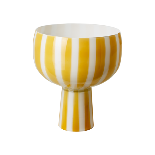 CIRCUS Bowl on foot, Yellow/white