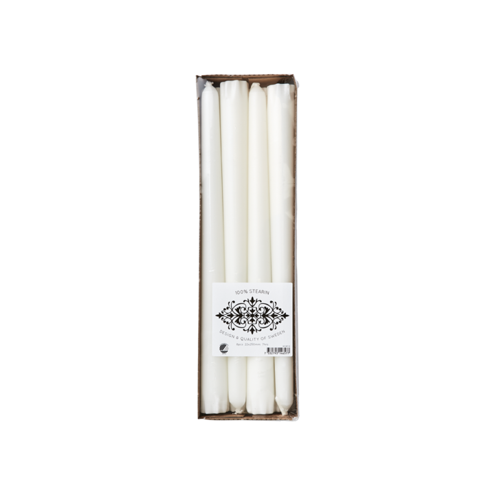WHITE Taper candles, 8-pack, White