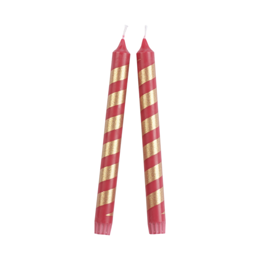 COLOURED TAPER Candle, 2-pack, Red/gold