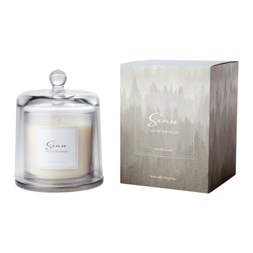 SENSE Scented candle with bell jar Lily of the valley, White
