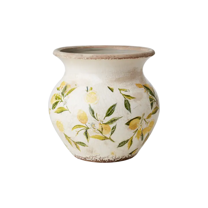 LEMONA Urne M, Weiß/grün/gelb