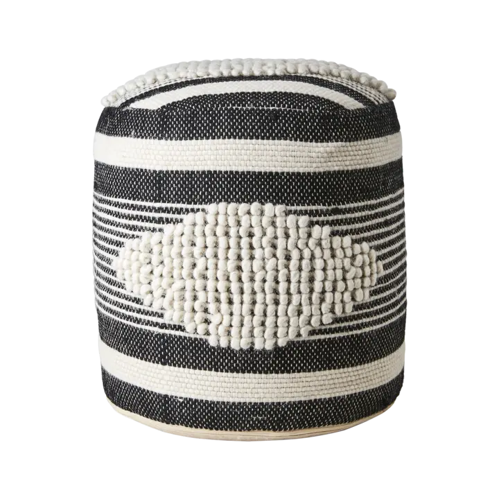MINNA Sittpuff, Svart/elfenben